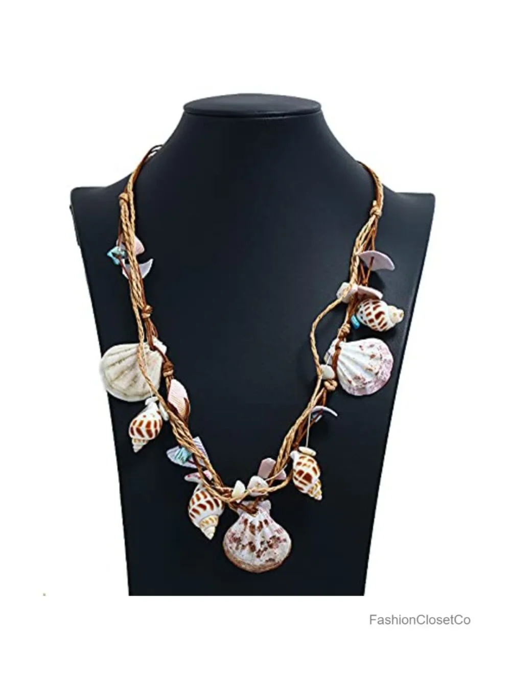 Boho Braided Rattan Shell Pendant Necklace Handmade Waterproof Beach Jewelry